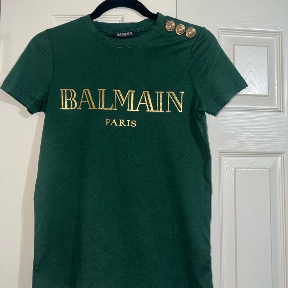 Balmain Button Embellished Logo Tee